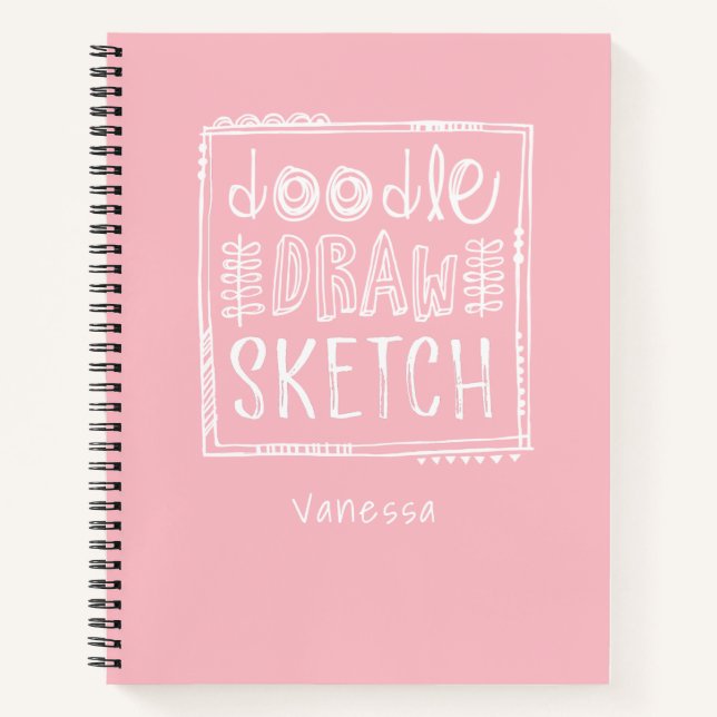Personalisiertes Pink Artist Sketchbook mit Namen Notizbuch (Vorderseite)
