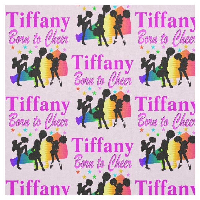 PERSONALISIERTES PINK, GEBOREN ZU CHEERLEADER FABR STOFF (Muster)