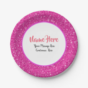 Personalisiertes Pink-Glitzer-Muster Pappteller