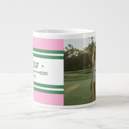 Personalisiertes Pink & Green Golf Custom Foto Jumbo-Tasse