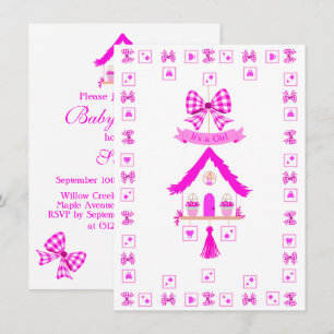 Personalisiertes Pink House Es ist ein Mädchen Einladung