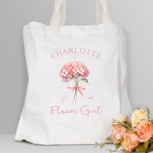 Personalisiertes Pink Hydrangea-Bow-BlütenGirl Tragetasche