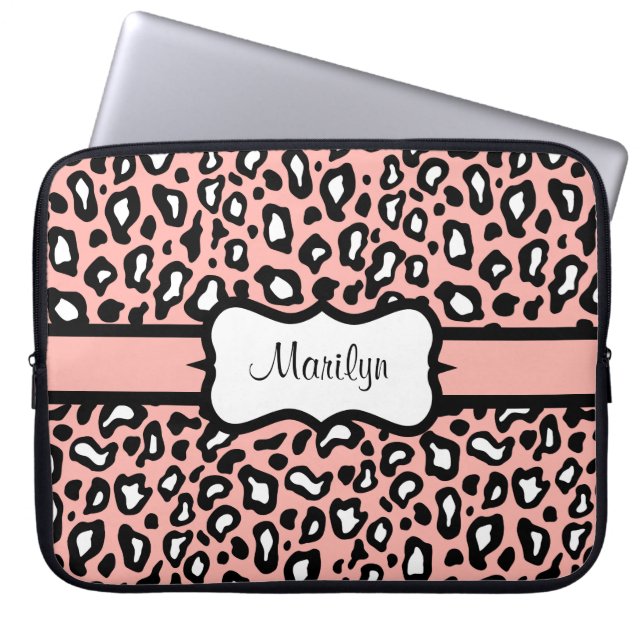 Personalisiertes Pink Leopard Notebook-Sieb Gesche Laptopschutzhülle (Vorderseite)