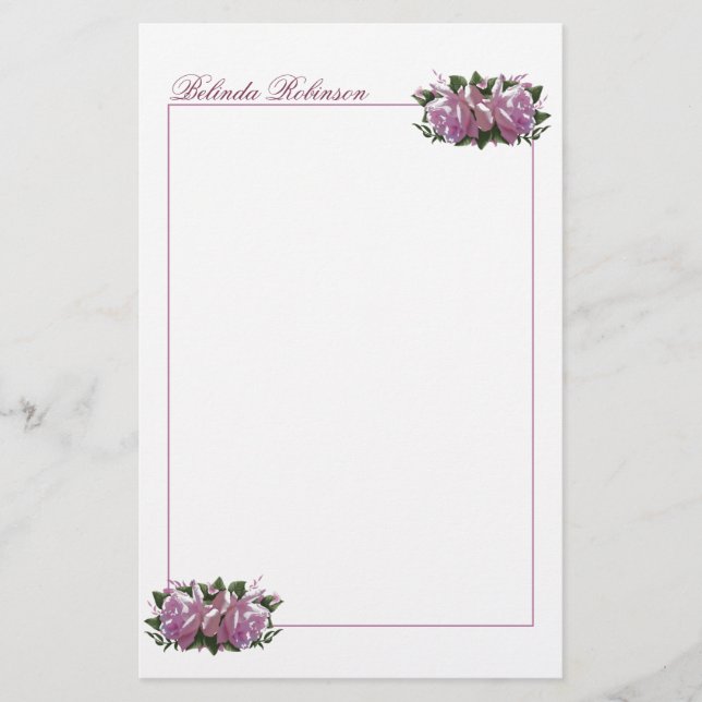 Personalisiertes Pink Lilac Blume Papier (Vorderseite)