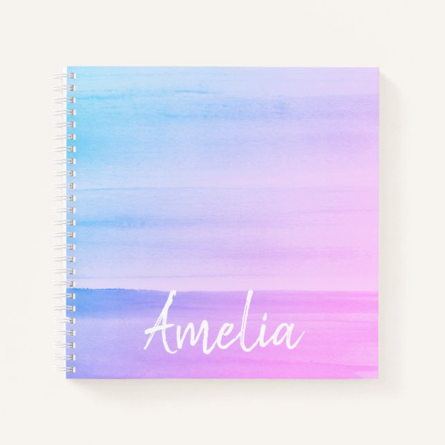 Personalisiertes Pink Ombre Notizbuch (Vorderseite)