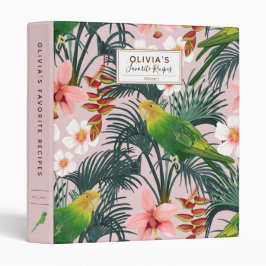 Personalisiertes Pink Tropical Bird Muster Cookboo 2,5 Cm Ordner