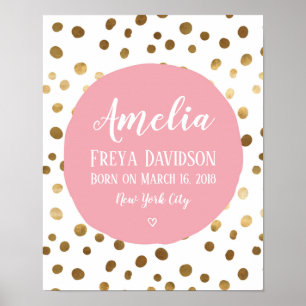 Personalisiertes Pink und Goldfleckenposter Poster