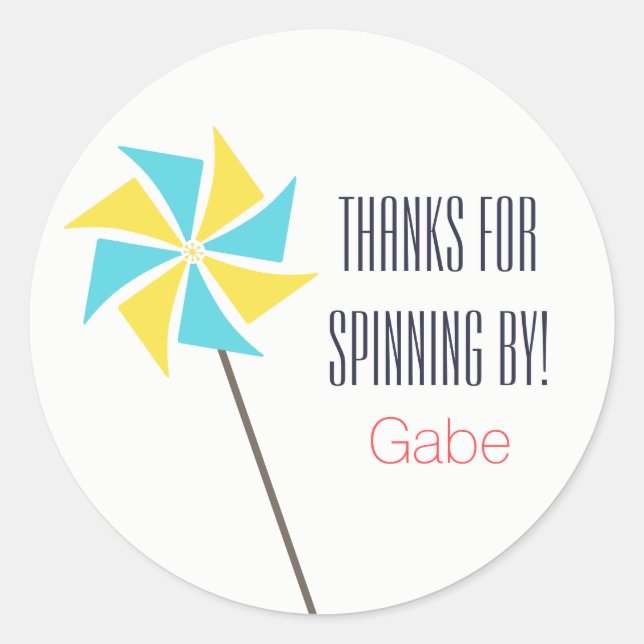 Personalisiertes Pinwheel Birthday Label Runder Aufkleber (Vorderseite)