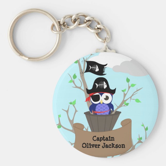 Personalisiertes Pirate Kinderzimmer Design Schlüsselanhänger (Vorne)