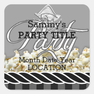 Personalisiertes Pirate-Party Quadratischer Aufkleber