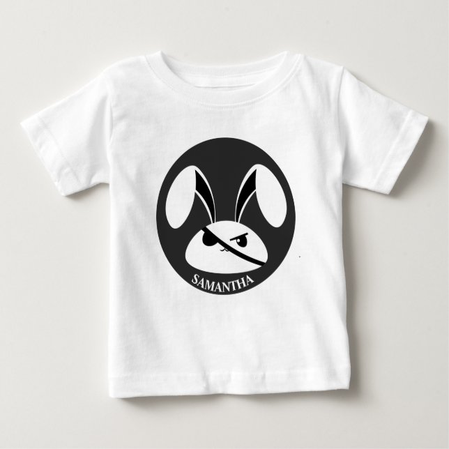 Personalisiertes Piratenkaninchen Baby T-shirt (Vorderseite)