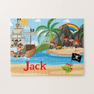 Personalisiertes Piratenschiff-Kindername-Puzzle Puzzle