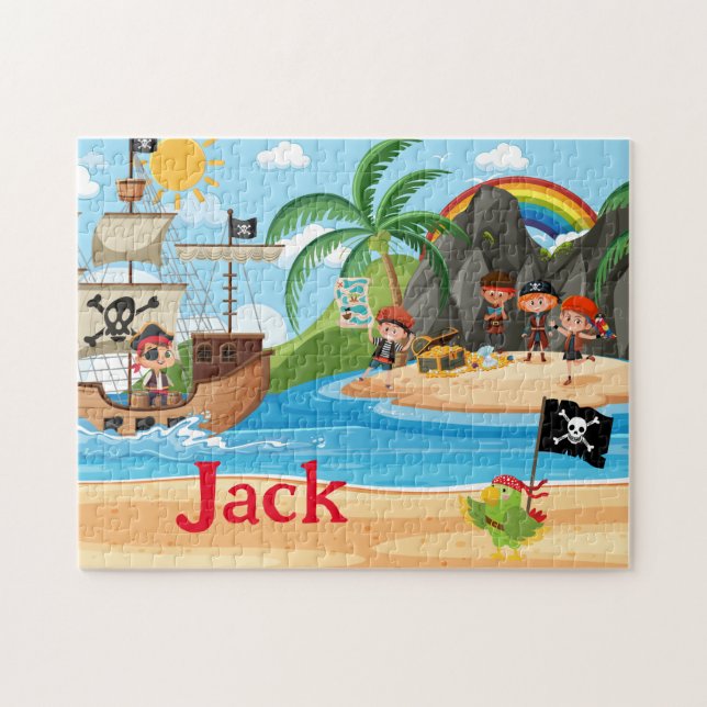Personalisiertes Piratenschiff-Kindername-Puzzle  Puzzle (Horizontal)