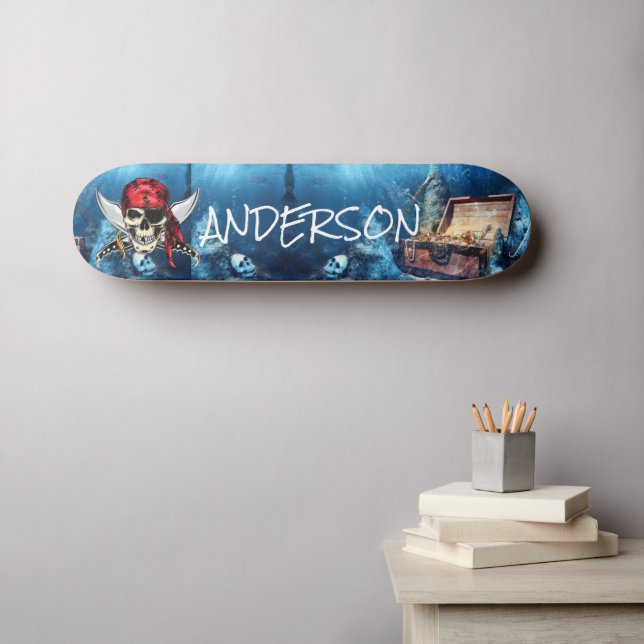 Personalisiertes Piratenschiff Schatzskateboard Skateboard (Wandkunst (Horz))