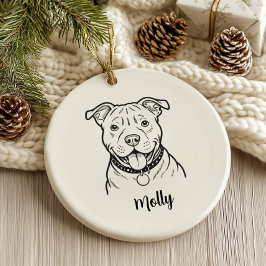 Personalisiertes Pitbull-Hunde-Weihnachten Keramik Ornament