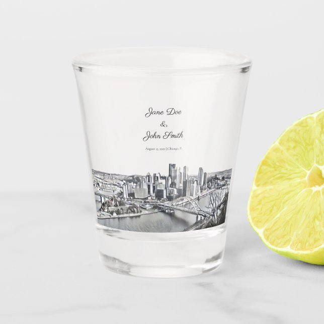 Personalisiertes Pittsburgh-Shootglas Schnapsglas (Vorderseite)