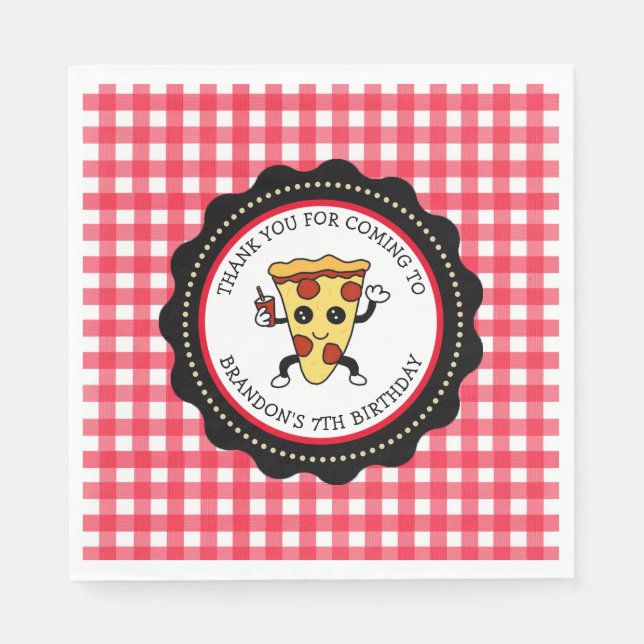 Personalisiertes Pizza-Party Geburtstagspapier Serviette (Vorderseite)