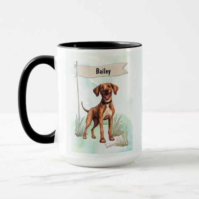 Personalisiertes Plott-Wasserfarben-Hund Tasse (Links)
