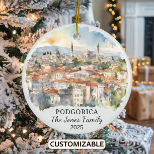 Personalisiertes Podgorica-Ornament, Geschenk aus Keramik Ornament