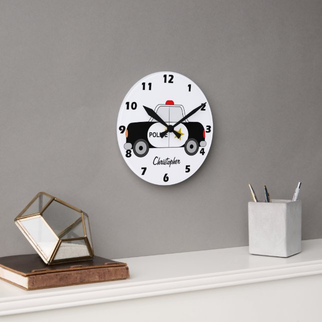 Personalisiertes Polizeiautodesign Runde Wanduhr (Büro)