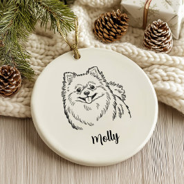 Personalisiertes Pomeranian-Hund Weihnachten Keramik Ornament