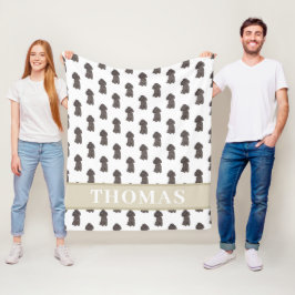 Personalisiertes Poodle (schwarz) Fleecedecke
