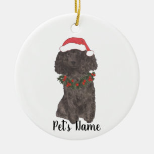 Personalisiertes Poodle (schwarz) Keramik Ornament