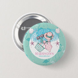 Personalisiertes Pool Party Rosa Button