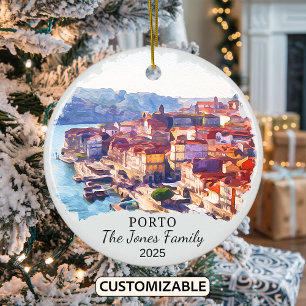 Personalisiertes Porto-Ornament, Portugal-Geschenk Keramik Ornament