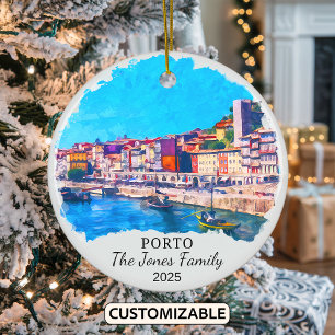 Personalisiertes Porto-Ornament, Portugal Keramik Ornament
