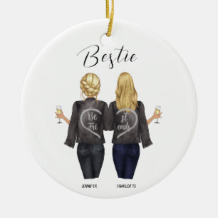 Personalisiertes Portrait Bester Freund Keramik Ornament
