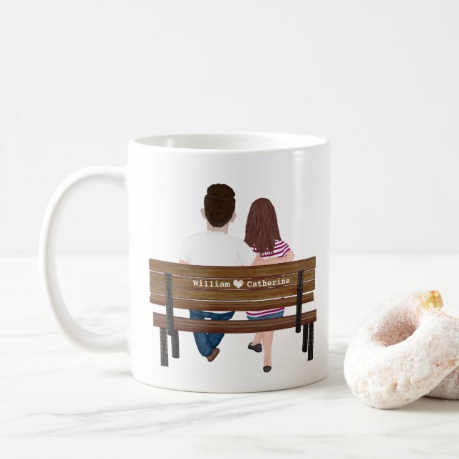 Personalisiertes Portrait Couple Du bist meine Per Kaffeetasse (Mit Donut)