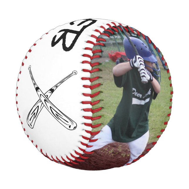 Personalisiertes Portrait mit Name Baseball (Schrägansicht)