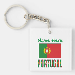Personalisiertes Portugal-Flagge-Erbe-Quadrat-Acry Schlüsselanhänger