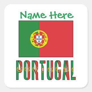 Personalisiertes Portugal-Flagge-Erbe-Quadrat-Labe Quadratischer Aufkleber