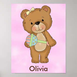 Personalisiertes Poster Baby Girl Teddy Bear
