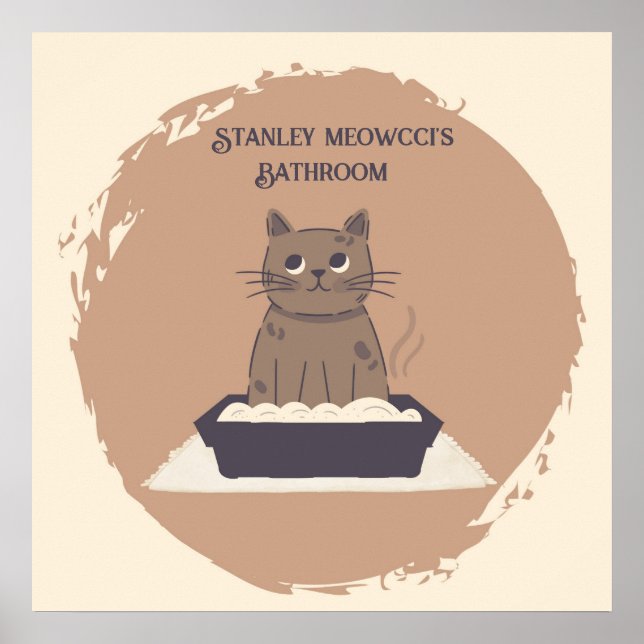 Personalisiertes Poster, Katzenbad, braune Katze Poster (Vorne)