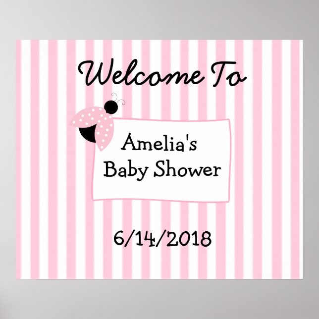 Personalisiertes Poster Pink Ladybug Poster Banner (Vorne)