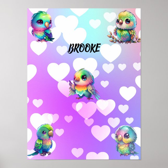 Personalisiertes Poster von Regenbogen-Vögeln & He (Vorne)