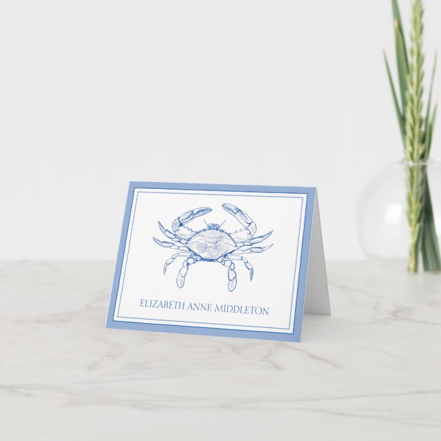 Personalisiertes Preppy Blue und White Crab an der (Vorderseite)