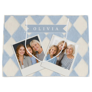 Personalisiertes Preppy Sanftes Blau Flauschiges A Große Geschenktüte
