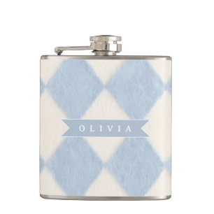 Personalisiertes Preppy Sanftes Blaues Flauschiges Flachmann