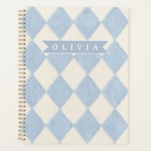 Personalisiertes Preppy Sanftes Blaues Flauschiges Planer