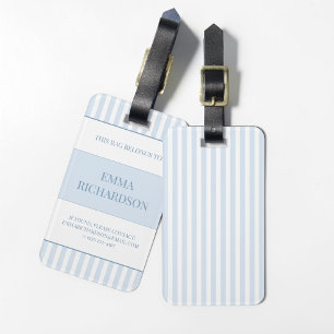 Personalisiertes Preppy-Staubblau-Gestreiftes-Name Gepäckanhänger