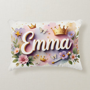 Personalisiertes Prinzessinnen-Blumen-Name Dekokissen