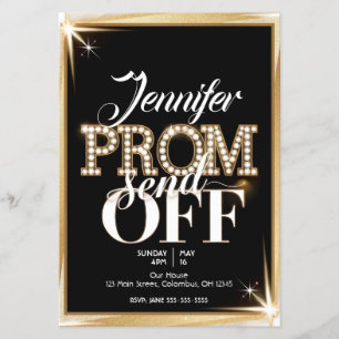Personalisiertes PROM SEND-OFF Elegantes Schwarz u Flyer