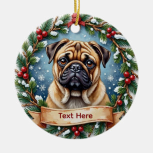 Personalisiertes Pug-Weihnachten Keramik Ornament