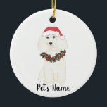Personalisiertes Pulver (weiß) Keramik Ornament<br><div class="desc">Machen Sie die schöne Liste in diesem Jahr mit einem Ornament Ihrer Lieblings-weißen Poodle-Elf! Für die süßesten Geschenke,  paaren Sie es mit einem passenden Kunstdruck oder einem anderen Artikel aus meiner Sammlung!</div>