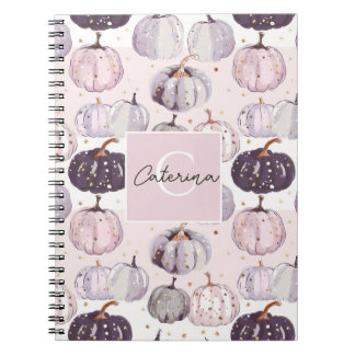 Personalisiertes Pumpkin Watercolor Fall Pattern Notizblock