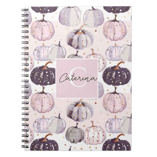 Personalisiertes Pumpkin Watercolor Fall Pattern Notizblock (Vorderseite)
